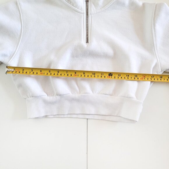 Aritzia TNA Fleece White Cropped Quarter-Zip Fleece Sweater - Size XS - Picture 7 of 9